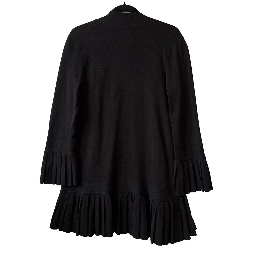 Alfani Black Pleated Ruffle Open Front Knit Cardigan S Dark Romantic‎ Whimsigoth